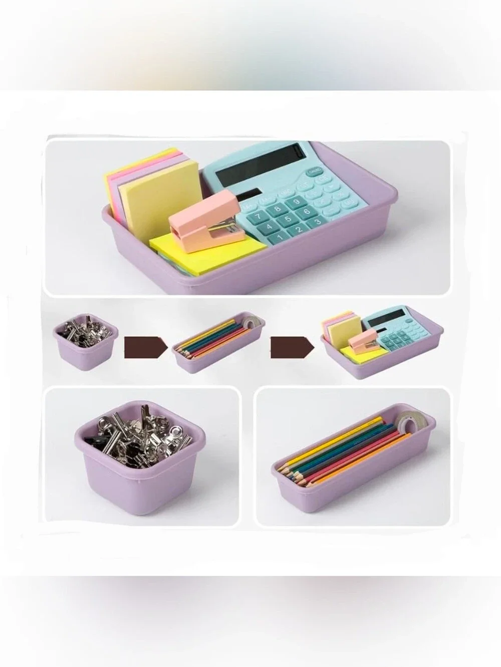 5pc Desk Organizer Interlock Drawer Organizer - Purple NWT